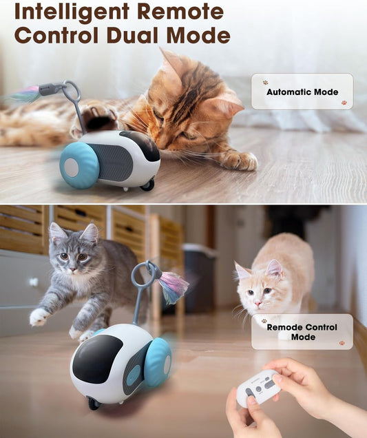 AIPERRO Cat Toys for Indoor Cats. Smart Interactive Cat Toy with Two-Speed Adjustment. Remote Control USB Rechargeable Automatic Cat Exercise Toys for Bored Indoor Adult Cats Kittens (Blue)