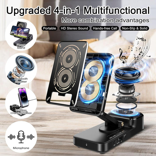 Gifts for Men Women. Bluetooth Speaker with Wireless Charging Phone Stand. HD Surround Sound Speaker. Cool Gadget Gifts for Men Women Dad Mom Birthday