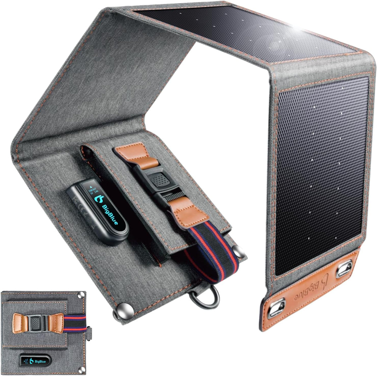 BigBlue 28W High-Efficiency Solar Panel Charger with Dual USB-C and USB-A | Solar Phone Charger for Camping. Backpacking. Folding Solar Panels for iPhone. iPad. Samsung Galaxy. Power Bank. GPS etc
