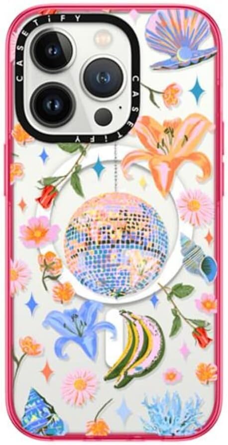 Casetify Essential iPhone 14 Pro Case [2X Military Grade Drop Tested / 4ft Drop Protection/Compatible with Magsafe] - Disco Magic - Hot Pink (CTF-24335200-16005445)
