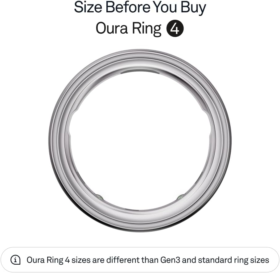 OURA Ring 4 Smart Ring - Silver - Size 8 | Sleep. Activity. Women's Health. AI Advisor. Up to 8 Days of Battery Life. Size Before You Buy. Android & iOS Compatible