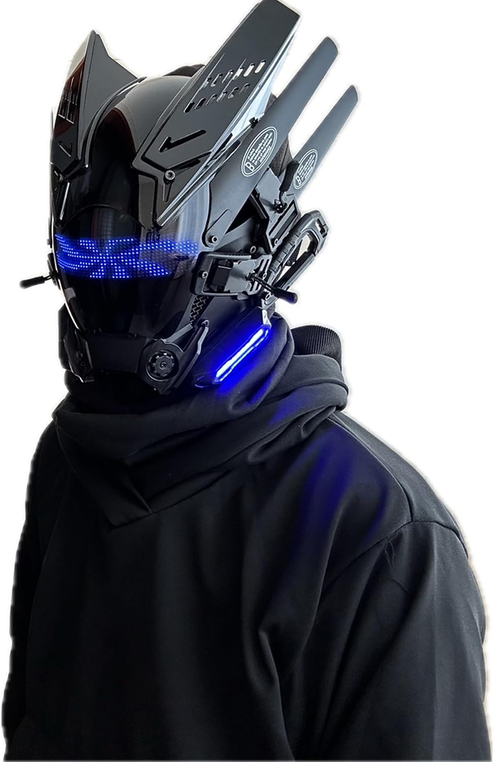 WKYBHUD Cyberpunk LED Mask. Bluetooth Mask with APP Control. Customizable LED Display for Nightclub. Party. Raves