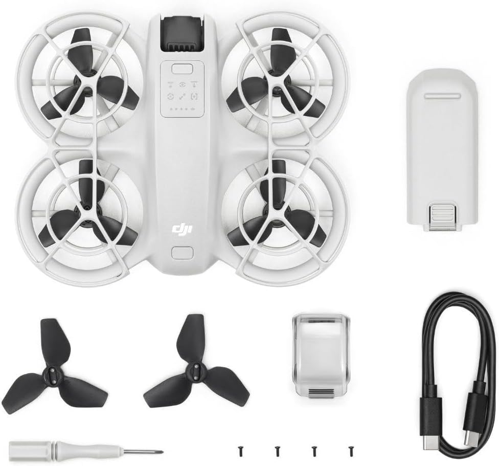 DJI Neo. Mini Drone with 4K UHD Camera for Adults. 135g Self Flying Drone that Follows You. Palm Takeoff. Subject Tracking. QuickShots. Stabilized Video. Built-In Propeller Guard (Controller-Free)