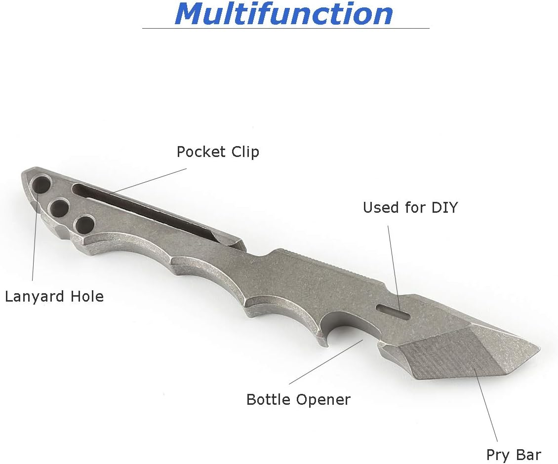 Hamans Titanium Pry Bar Multi Tool 4.65 with Bottle Opener Box Opener Pocket Clip Function (Grey) - Amazon.com