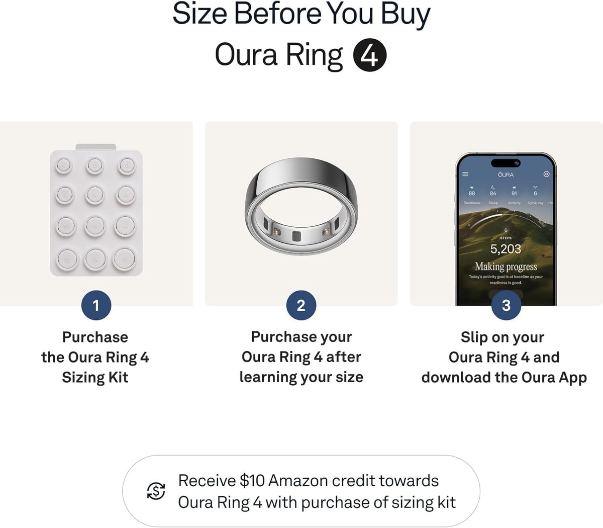 OURA Ring 4 Smart Ring - Silver - Size 8 | Sleep. Activity. Women's Health. AI Advisor. Up to 8 Days of Battery Life. Size Before You Buy. Android & iOS Compatible