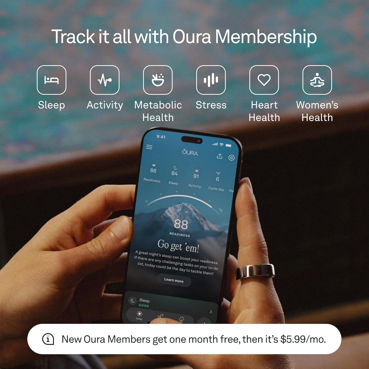 OURA Ring 4 Smart Ring - Silver - Size 8 | Sleep. Activity. Women's Health. AI Advisor. Up to 8 Days of Battery Life. Size Before You Buy. Android & iOS Compatible