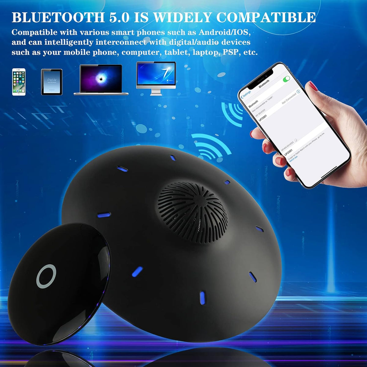RUIXINDA Magnetic Levitating Bluetooth Speaker. Levitating UFO Speakers with LED Lights. 360 Degree Rotation.Wireless Floating Speakers for Home Office Decor Cool Tech Gadgets.Creative Gifts