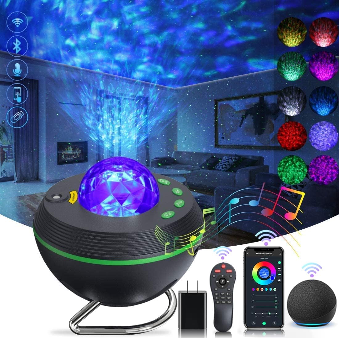 Star Projector LED Night Light with Bluetooth Speaker. Timer. Remote Control - Gifts for Kids. Adults. Christmas. Birthday - Amazon.com