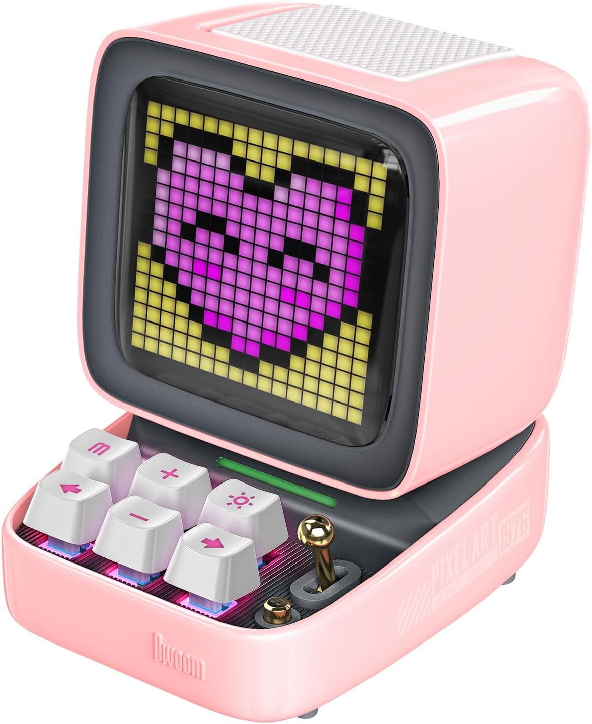 Divoom Ditoo Retro Pixel Art 15W Bluetooth Speaker.Cute Speaker with Alarm.White Noise & Mini Games.Iconic Desk Setup Speaker with 16X16 LED App Controlled Front Screen.Gifts for Anyone (Pink)