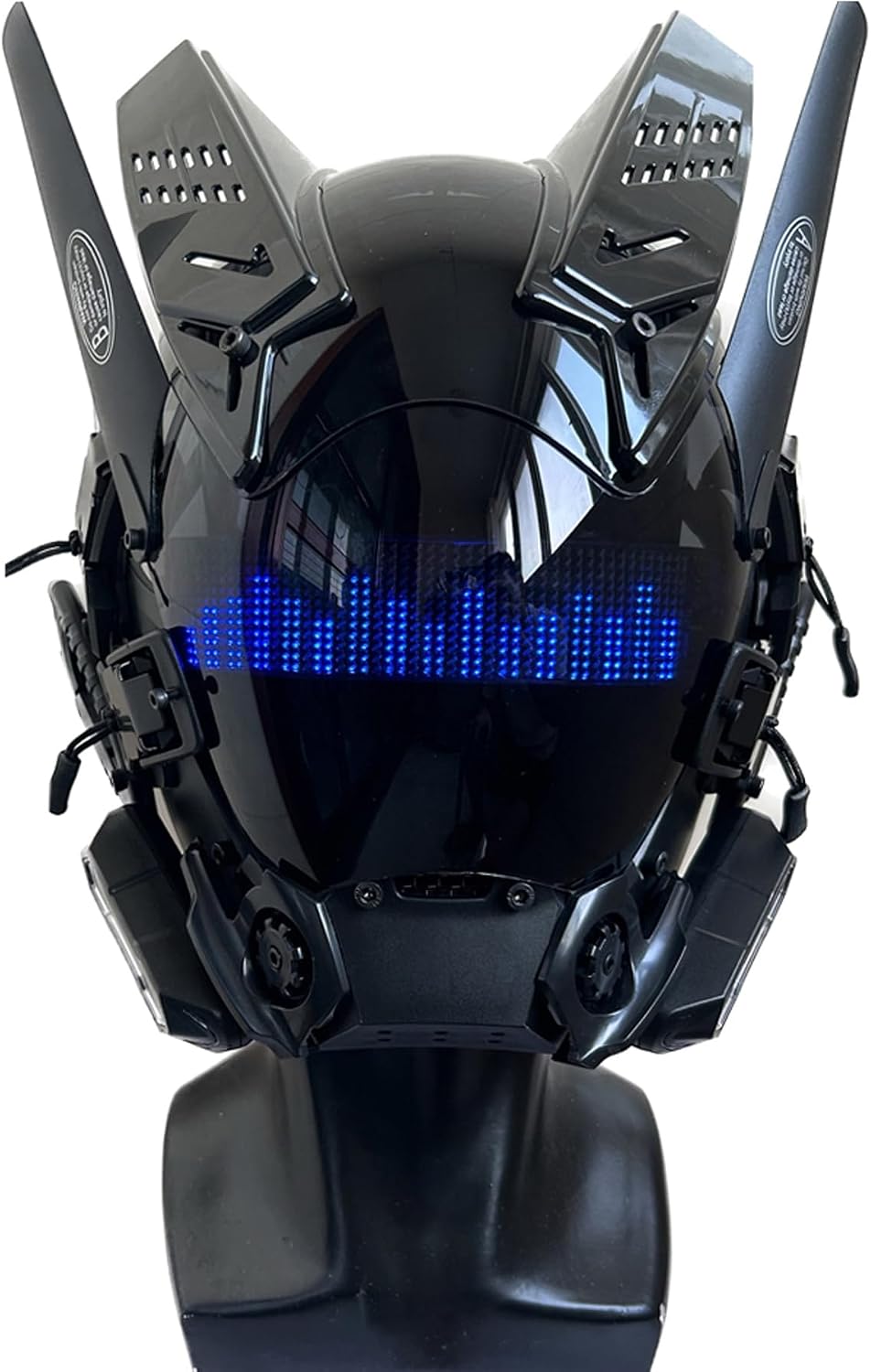 WKYBHUD Cyberpunk LED Mask. Bluetooth Mask with APP Control. Customizable LED Display for Nightclub. Party. Raves