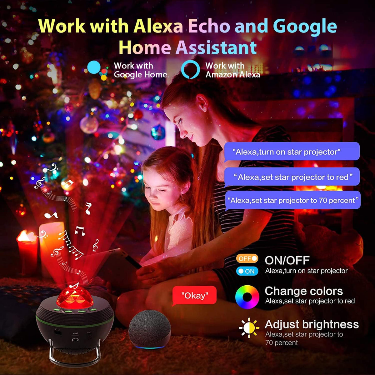 Star Projector LED Night Light with Bluetooth Speaker. Timer. Remote Control - Gifts for Kids. Adults. Christmas. Birthday - Amazon.com