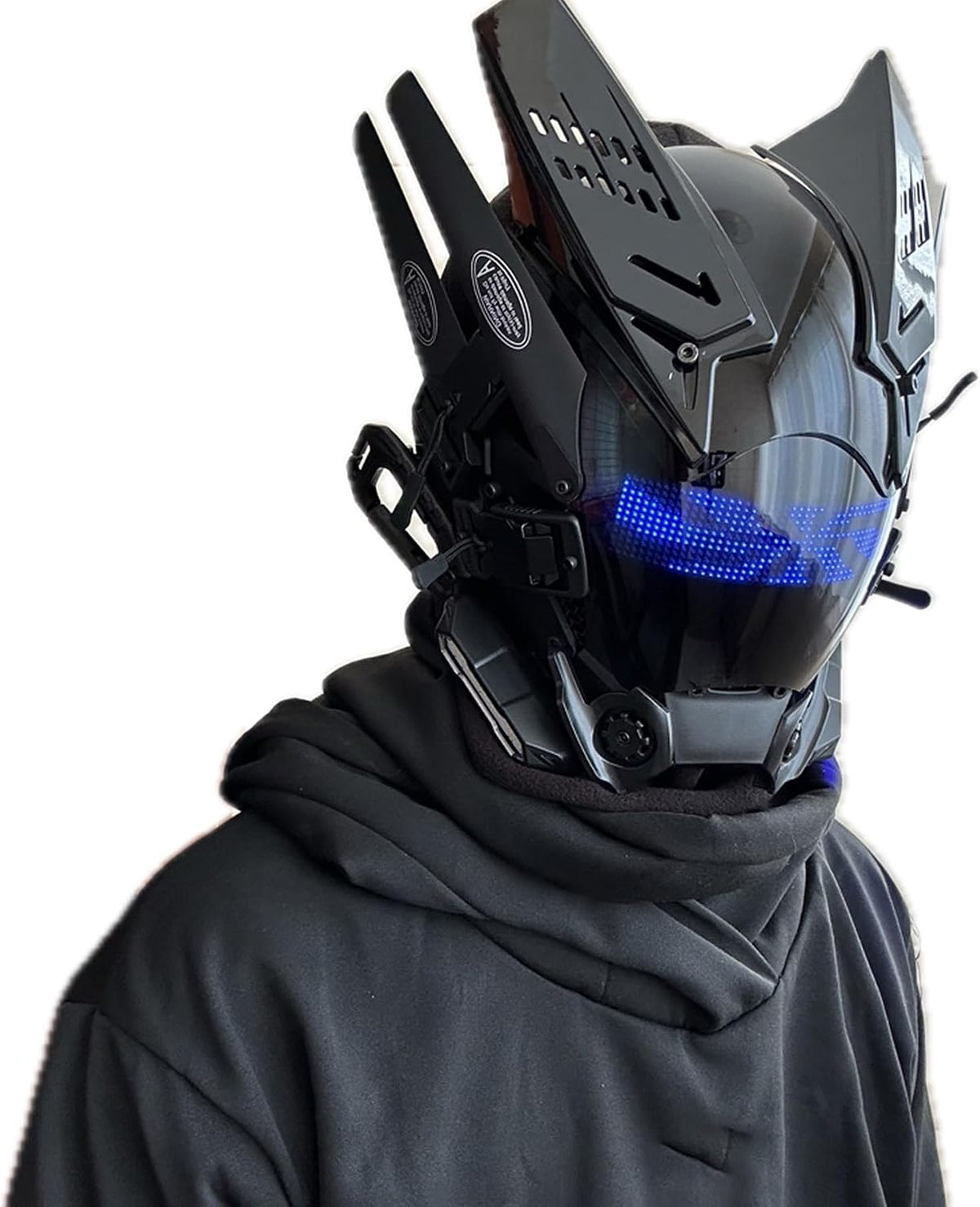 WKYBHUD Cyberpunk LED Mask. Bluetooth Mask with APP Control. Customizable LED Display for Nightclub. Party. Raves