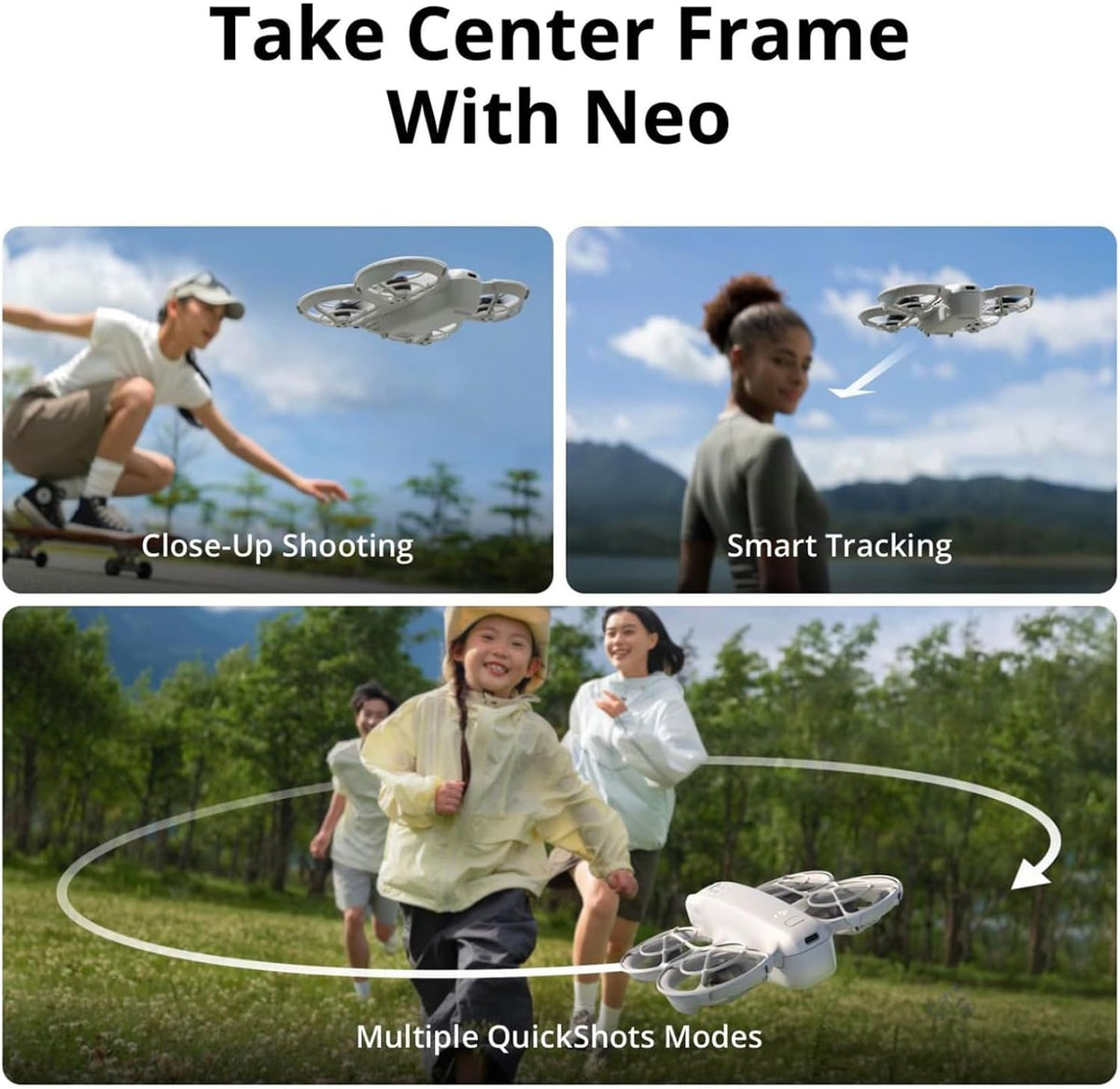 DJI Neo. Mini Drone with 4K UHD Camera for Adults. 135g Self Flying Drone that Follows You. Palm Takeoff. Subject Tracking. QuickShots. Stabilized Video. Built-In Propeller Guard (Controller-Free)
