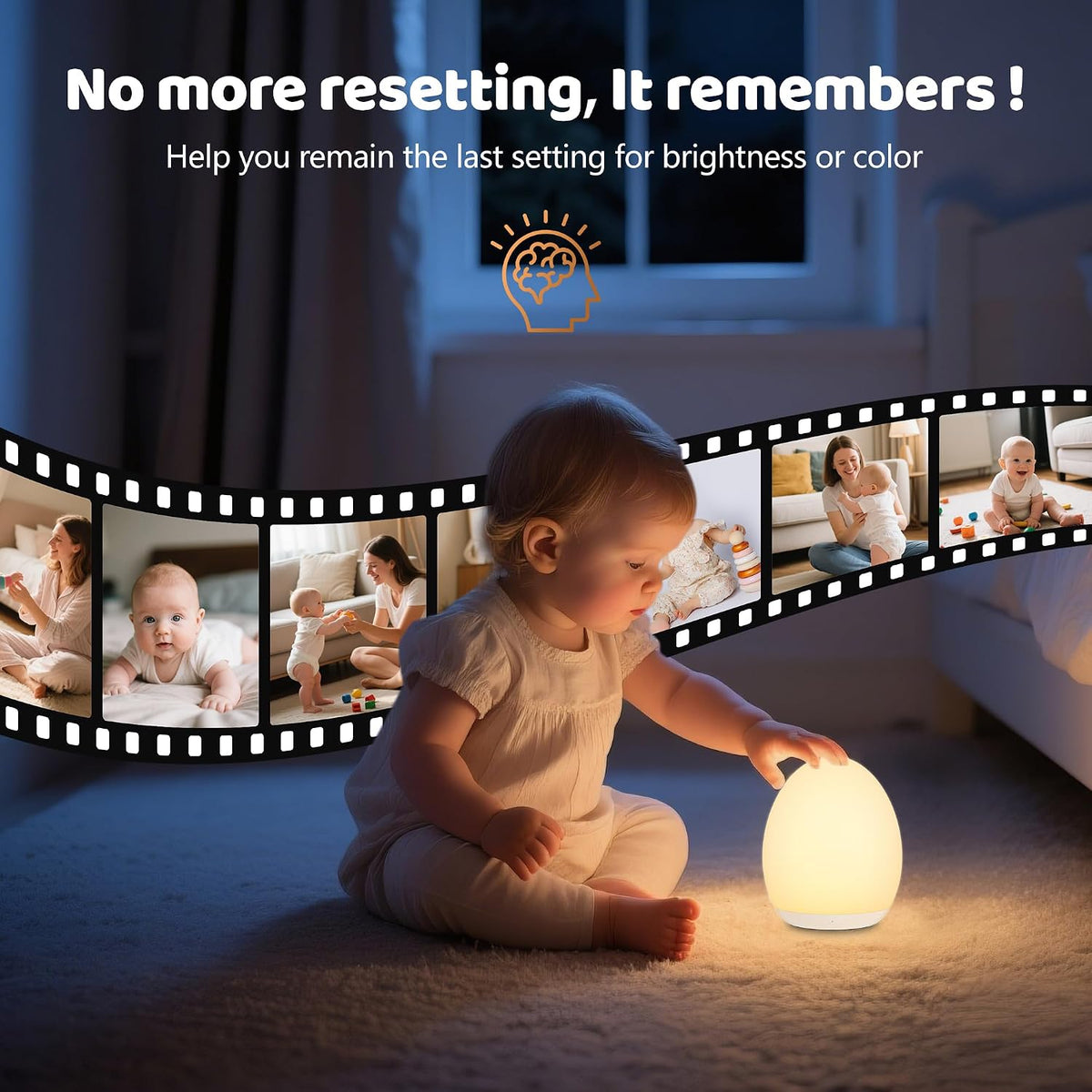 MediAcous Night Light for Kids. 7 Colors Changing Egg Light for Nursery | Stepless Dimming. Soft Silicone Touch Night Lamp with 1 Hour Timer. Rechargeable Nursery Night for Breastfeeding