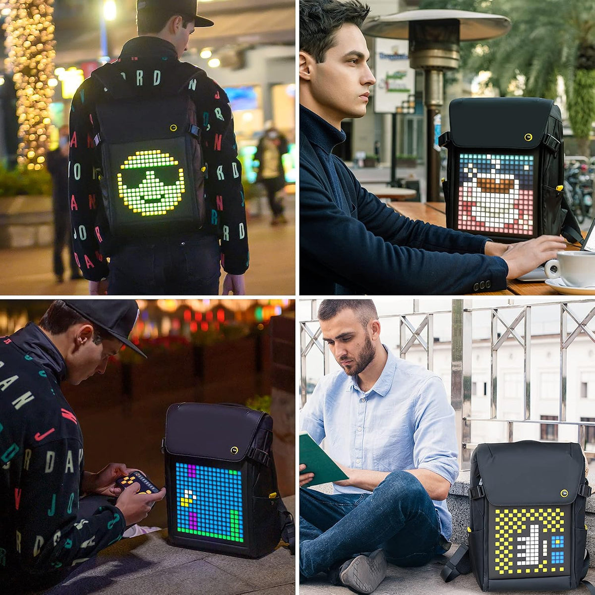 Divoom LED Display Laptop Backpack with App Control. 17 Inch Cool DIY Pixel Art Animation Fashion Backpack. Unique Gift for Men or Women