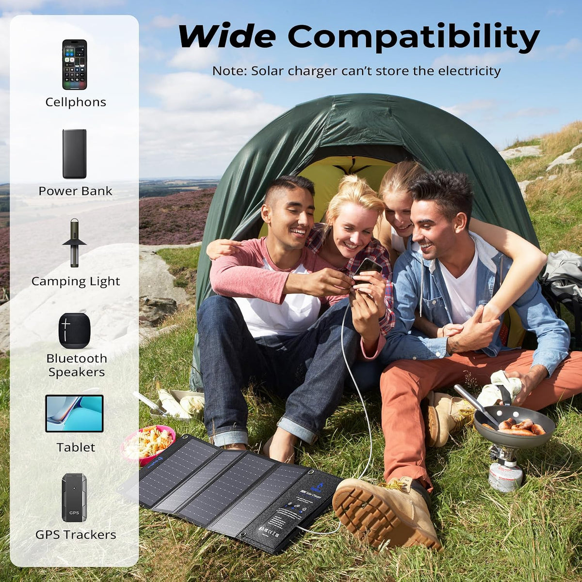 BigBlue 28W High-Efficiency Solar Panel Charger with Dual USB-C and USB-A | Solar Phone Charger for Camping. Backpacking. Folding Solar Panels for iPhone. iPad. Samsung Galaxy. Power Bank. GPS etc