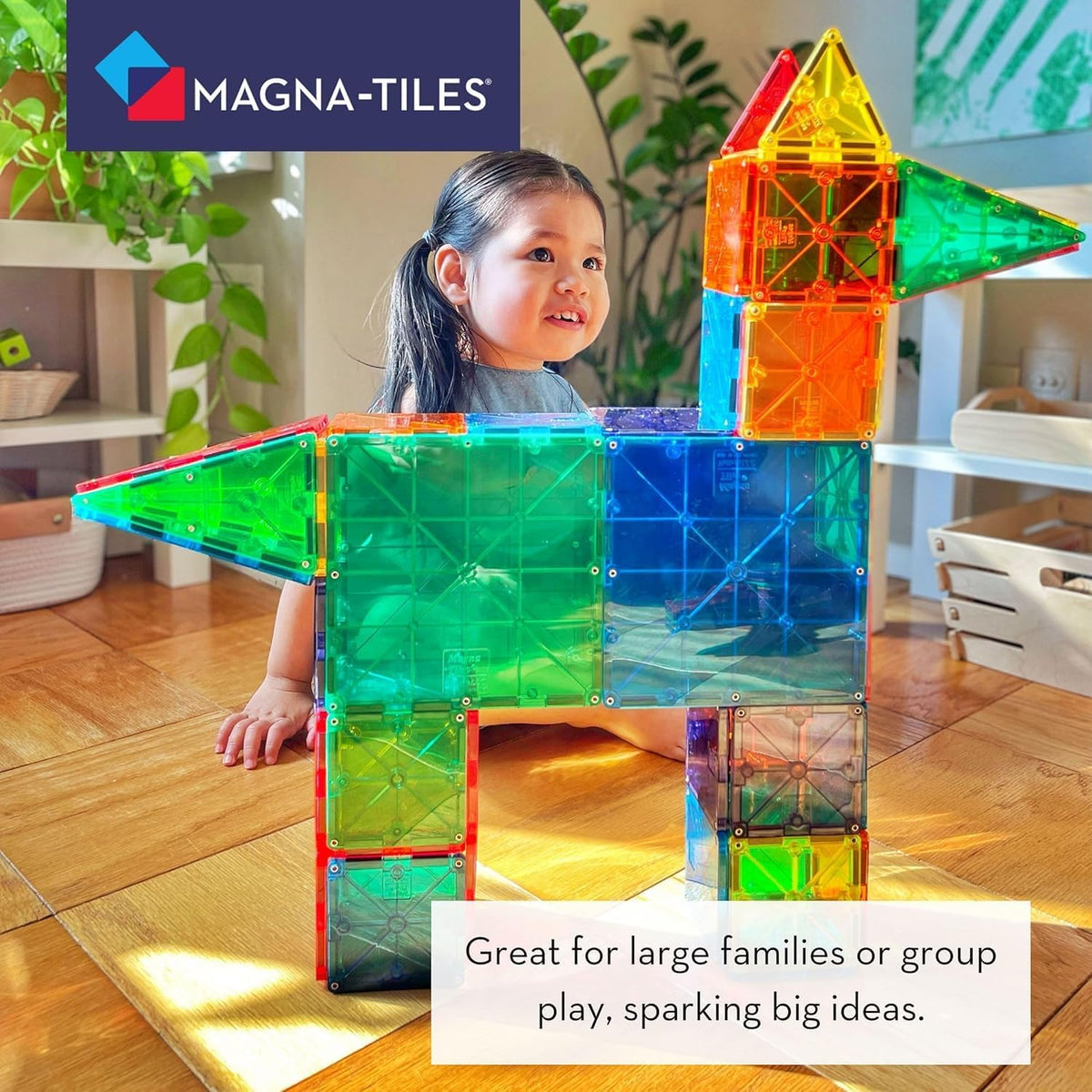 MAGNA-TILES Classic 100-Piece Magnetic Construction Set. The Original Magnetic Building Brand