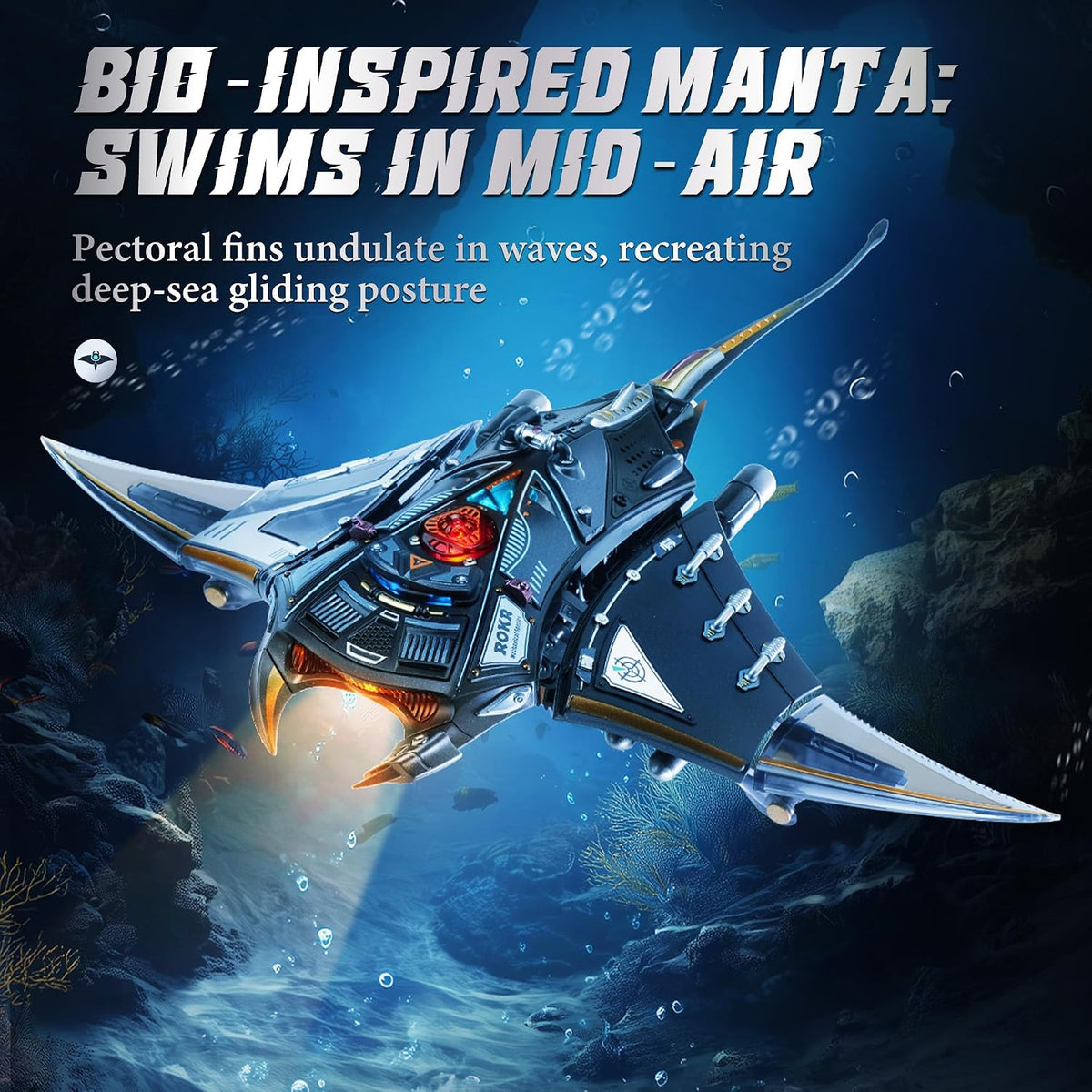 ROKR 3D Metal Puzzles for Adults. Manta Ray Mechanical. 3D Metal Model Kits for Adults to Build. Unique Electric Mechanical Toy