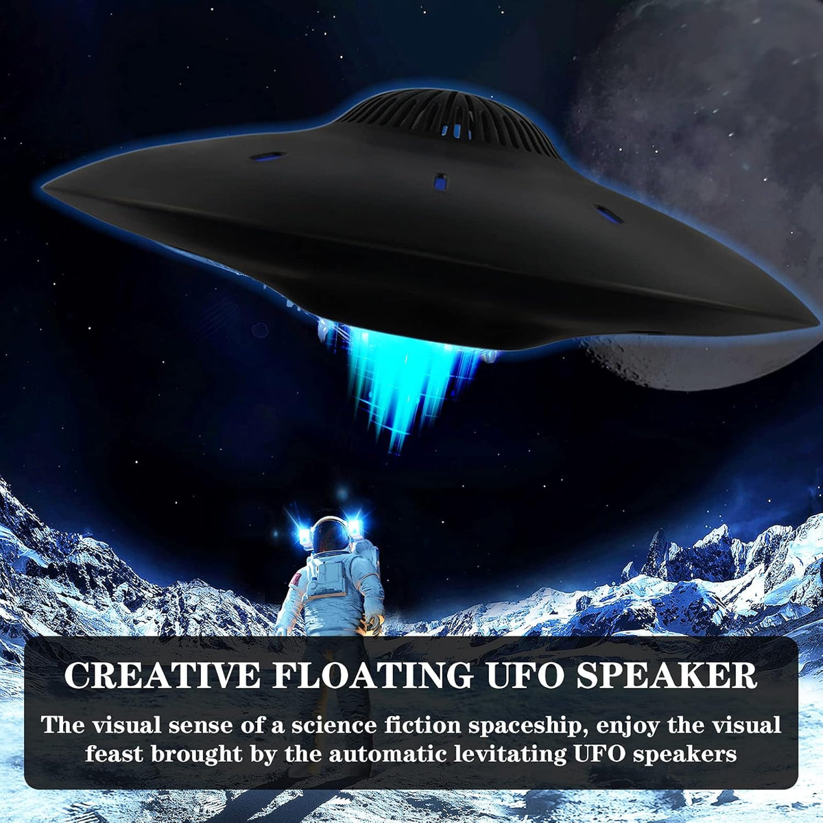 RUIXINDA Magnetic Levitating Bluetooth Speaker. Levitating UFO Speakers with LED Lights. 360 Degree Rotation.Wireless Floating Speakers for Home Office Decor Cool Tech Gadgets.Creative Gifts