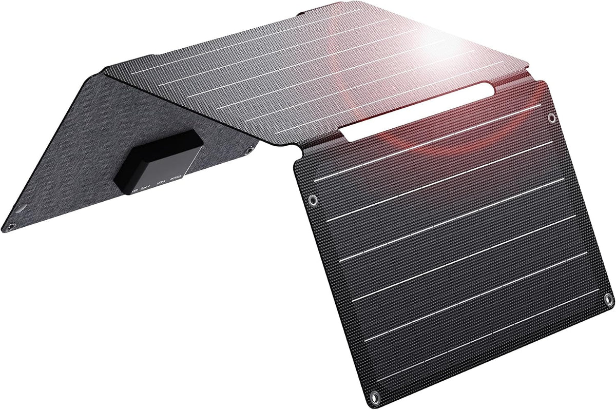 BigBlue 28W High-Efficiency Solar Panel Charger with Dual USB-C and USB-A | Solar Phone Charger for Camping. Backpacking. Folding Solar Panels for iPhone. iPad. Samsung Galaxy. Power Bank. GPS etc