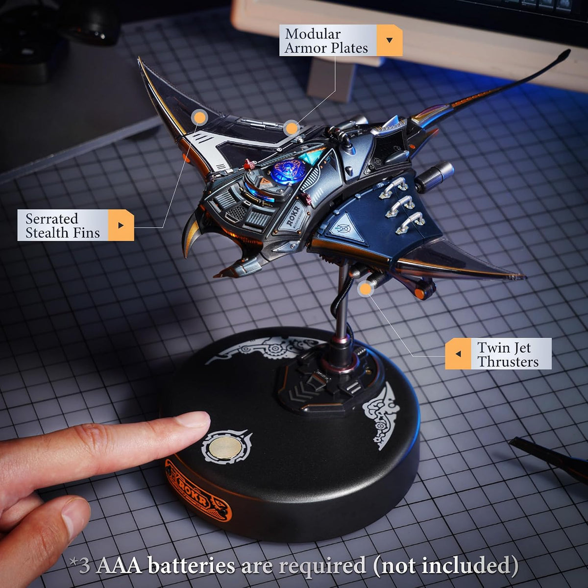 ROKR 3D Metal Puzzles for Adults. Manta Ray Mechanical. 3D Metal Model Kits for Adults to Build. Unique Electric Mechanical Toy