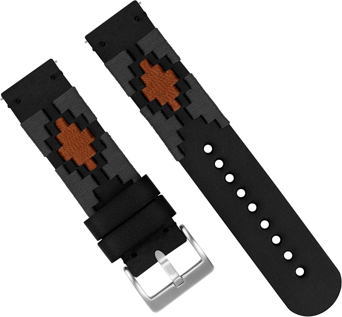 Barton Gaucho Leather Quick Release Watch Band Straps - Choose Color & Width - 18mm. 20mm. 22mm (22mm. Smoke & Orange)